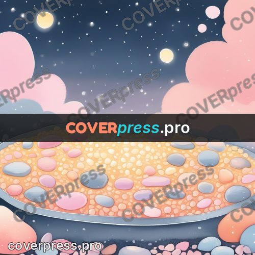 Fairy tale drawing: pink pebbles under the moon