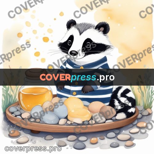Fairy tale drawing: badger with a honey jar
