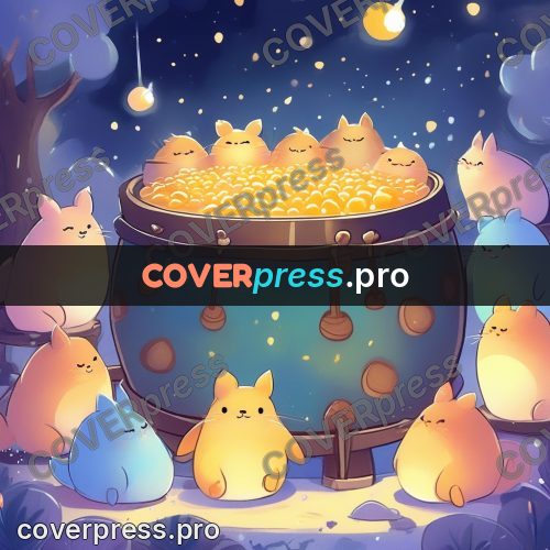 Fairy tale drawing: pot full of golden creatures
