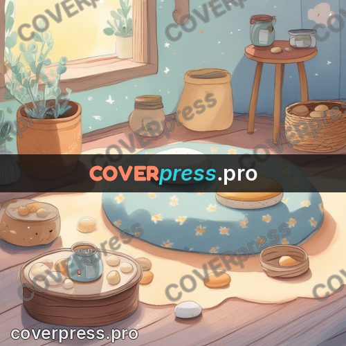 Fairy tale drawing: blue blanket and dishes