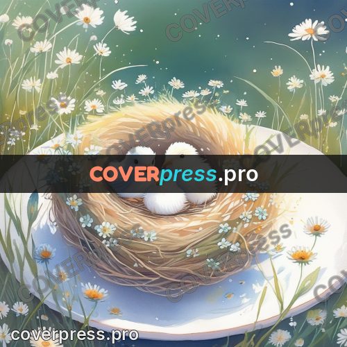 Fairy tale drawing: chicks in a grassy nest