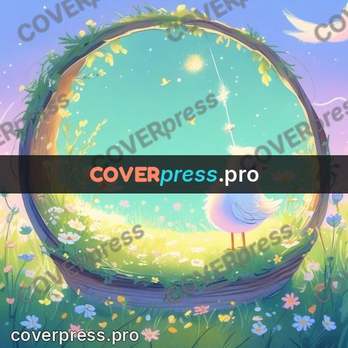 Fairy tale drawing: bird among meadow flowers