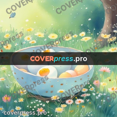 Fairy tale drawing: bowl of eggs in grass