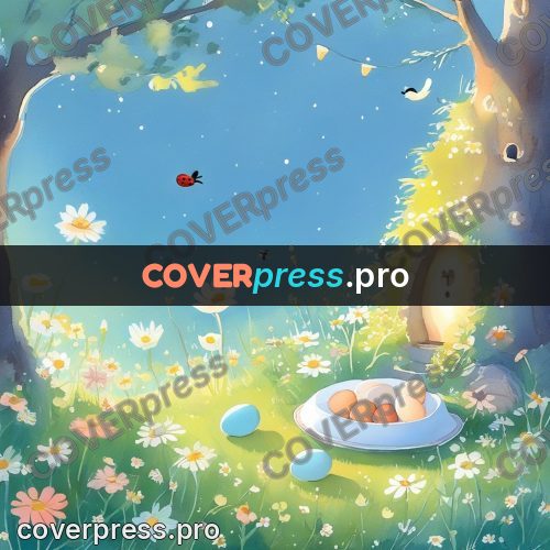 Fairy tale drawing: bowl of eggs in grass