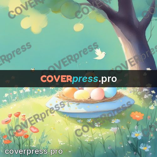 Fairy tale drawing: bowl of eggs in grass