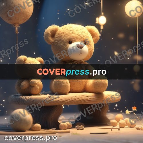 Fairy tale drawing: teddy bears on a table