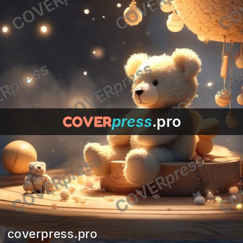 Fairy tale drawing: teddy bears on a table