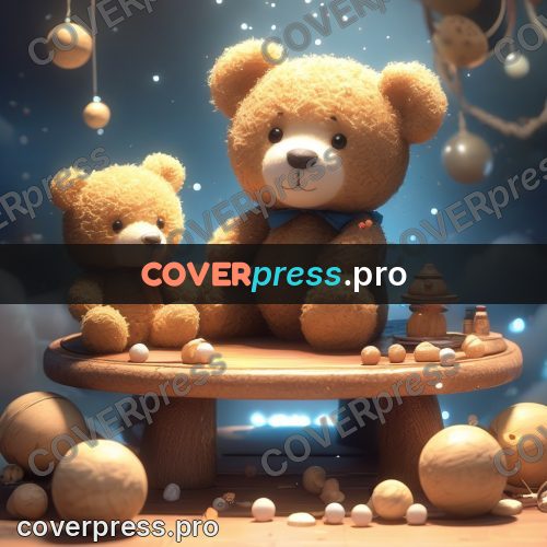 Fairy tale drawing: teddy bears on a table