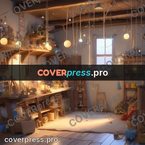 Fairy tale drawing: workshop with hanging lamps
