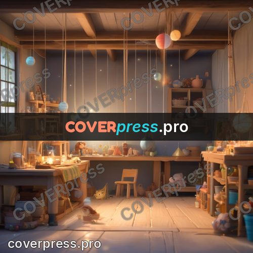Fairy tale drawing: workshop with hanging lamps