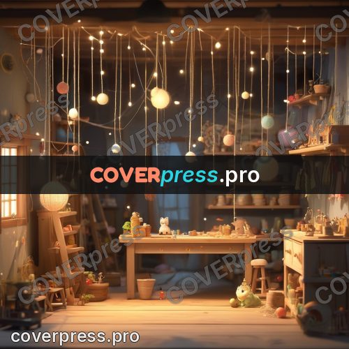 Fairy tale drawing: workshop with hanging lamps