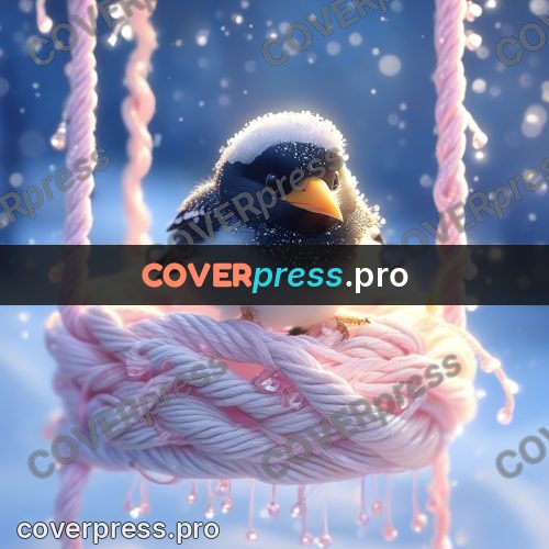 Fairy tale drawing: bird and pink yarn