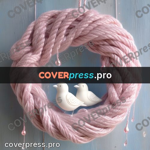 Fairy tale drawing: bird and pink yarn
