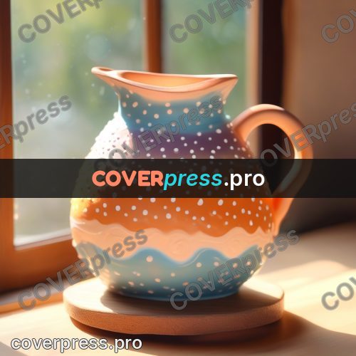 Fairy tale drawing: speckled jug by a window