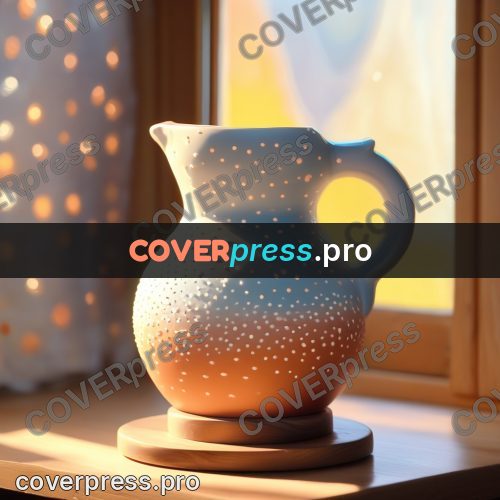 Fairy tale drawing: speckled jug by a window