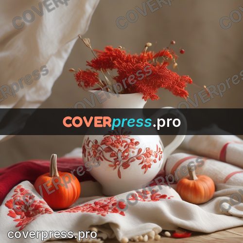 Fairy tale drawing: jug with a red pattern