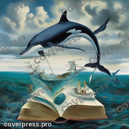 В стиле Сюрреализм: сквозь толщу воды, медленно всплывает раскрытая книга, её страницы набухли