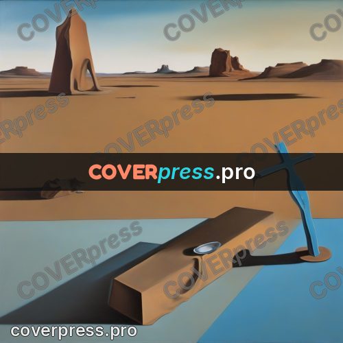 Surreal illustration: obelisk with a blue pool