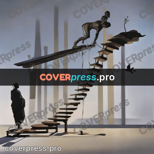 Surreal illustration: stepladder with birds around