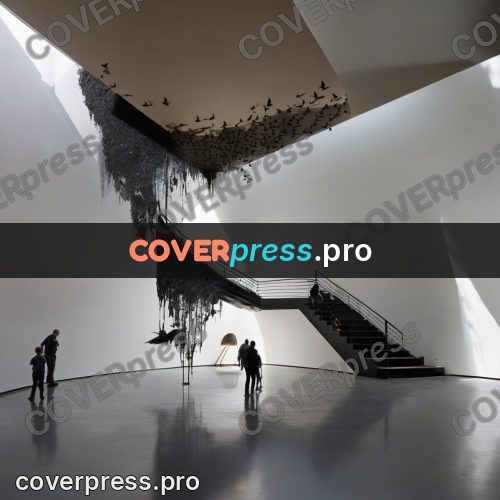Surreal illustration: melting staircase with birds