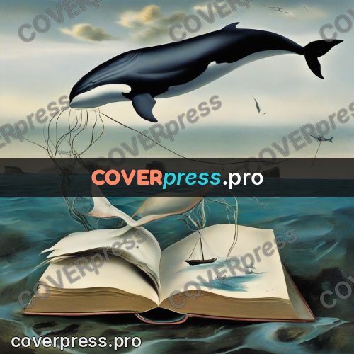 Surreal illustration: open book on the water