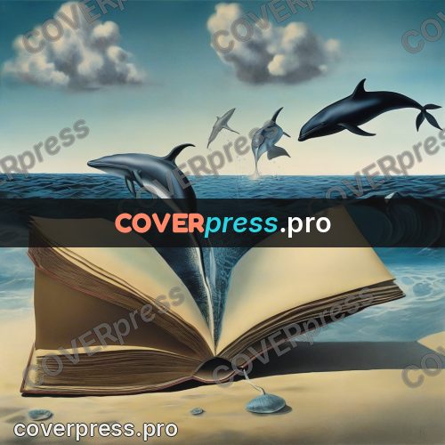 Surreal illustration: open book on the water