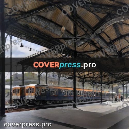 Surreal illustration: platform under a glass roof