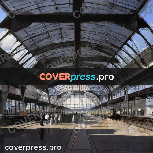 Surreal illustration: platform under a glass roof