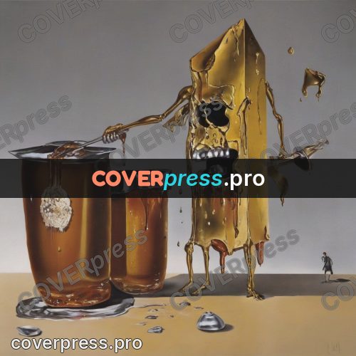 Surreal illustration: golden runs on a table
