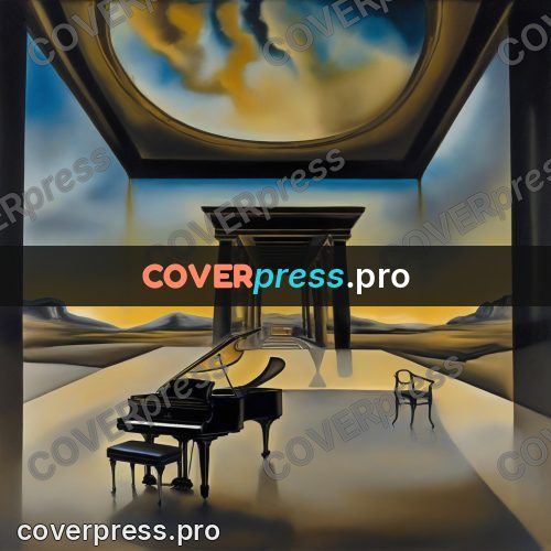 Surreal illustration: grand piano in a hall