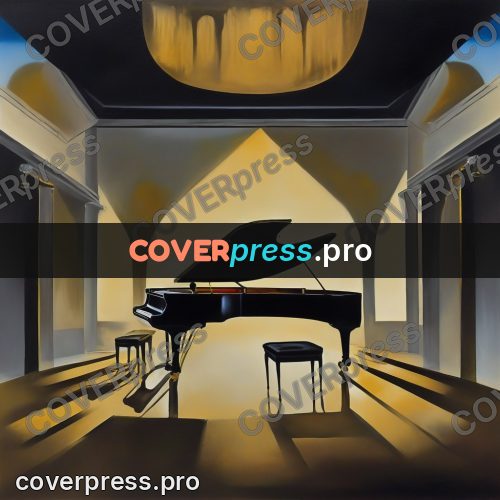 Surreal illustration: grand piano in a hall