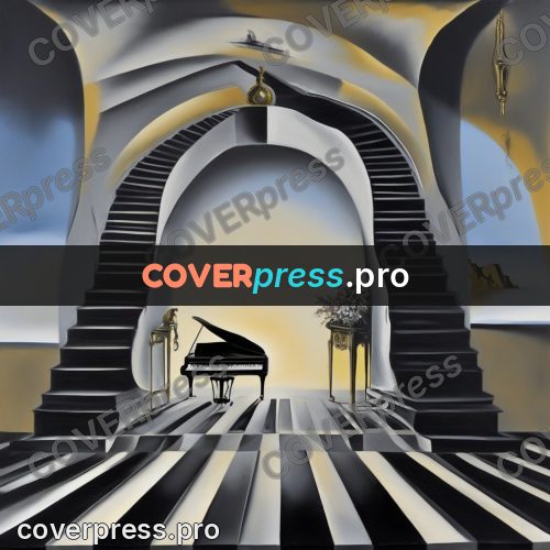 Surreal illustration: staircase of piano keys