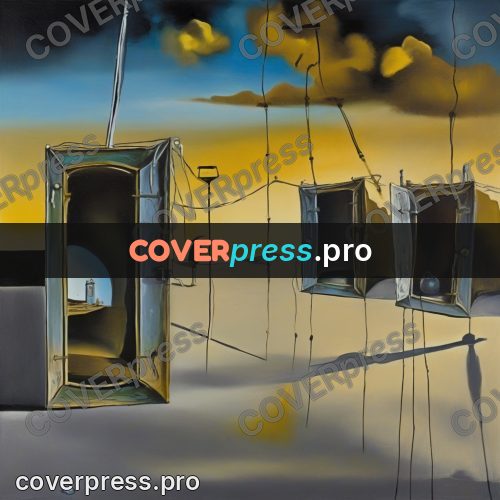 Surreal illustration: lamps and doors in the air