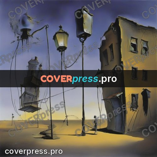 Surreal illustration: lamps and doors in the air