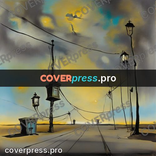 Surreal illustration: lamps and doors in the air