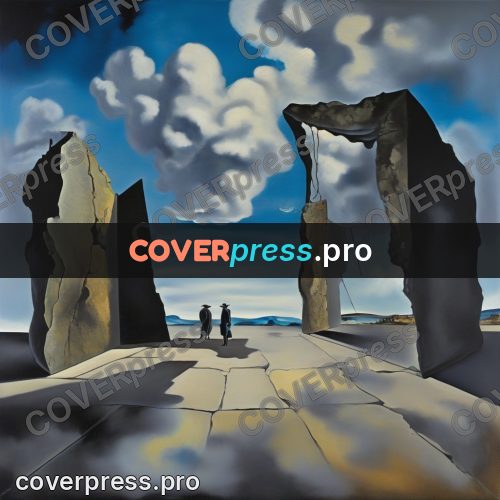 Surreal illustration: stone slabs above a plain