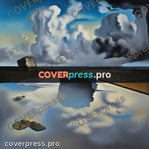 Surreal illustration: stone slabs above a plain