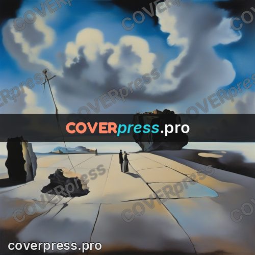 Surreal illustration: stone slabs above a plain