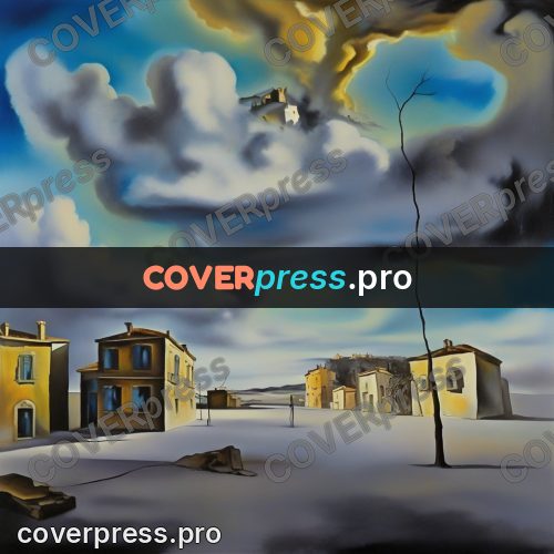 Surreal illustration: houses on an empty plain
