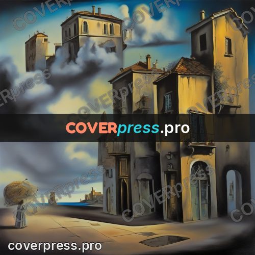 Surreal illustration: houses on an empty plain
