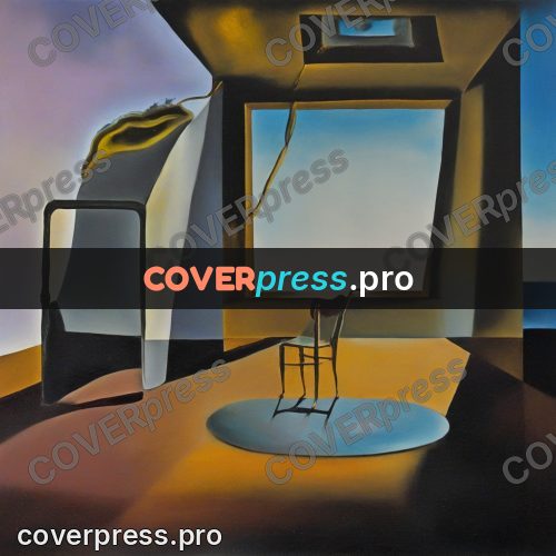 Surreal illustration: frame and chair in a room