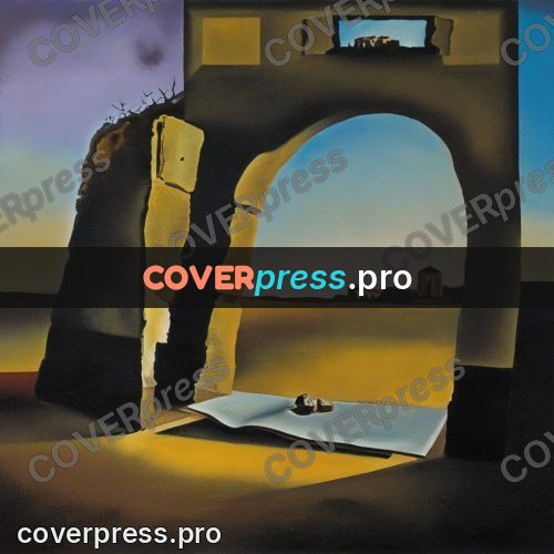 Surreal illustration: stone structure in a desert