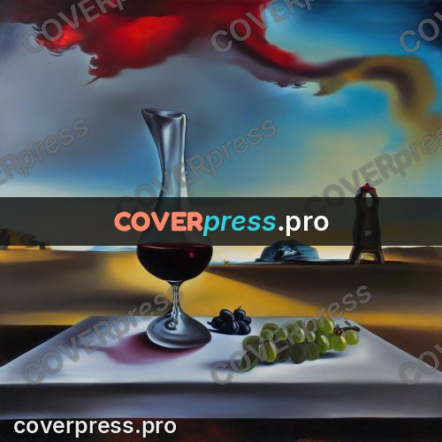 Surreal illustration: carafe and glass on a cloth