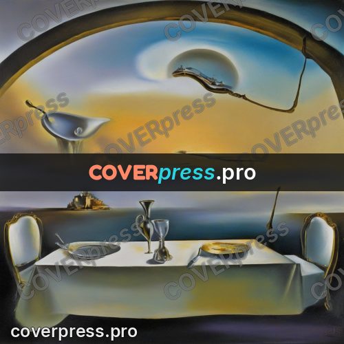 Surreal illustration: table receding into a plain