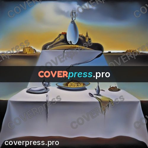 Surreal illustration: table receding into a plain