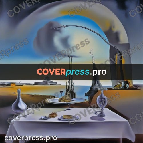 Surreal illustration: table receding into a plain