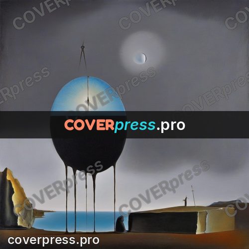 Surreal illustration: dark disc above a plain