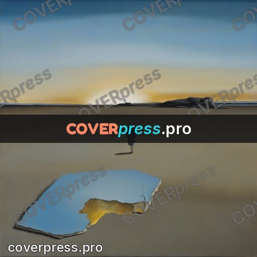 Surreal illustration: golden patch on a plain