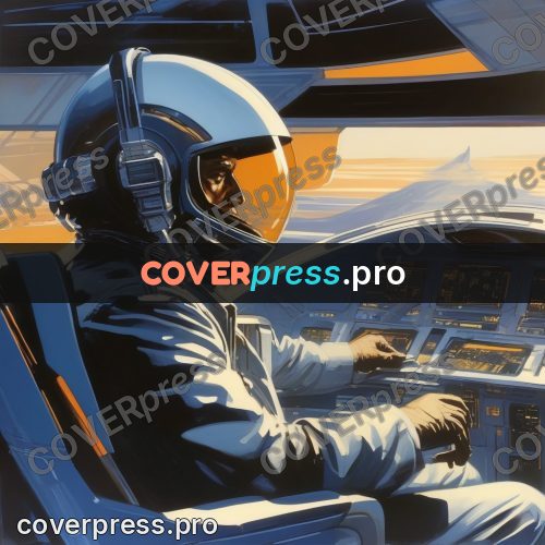Syd Mead style painting: pilot in a cockpit