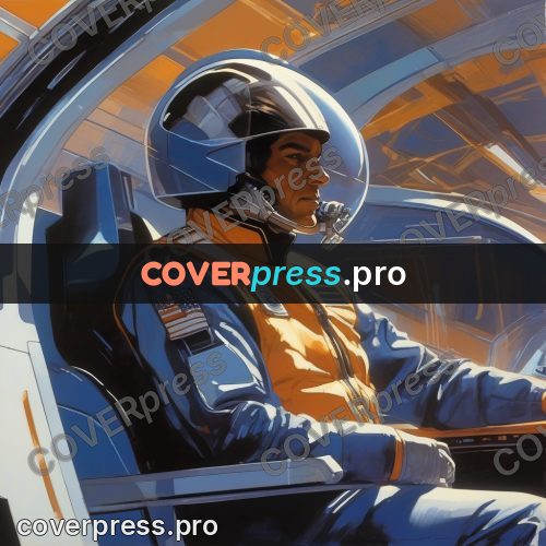 Syd Mead style painting: pilot in a cockpit